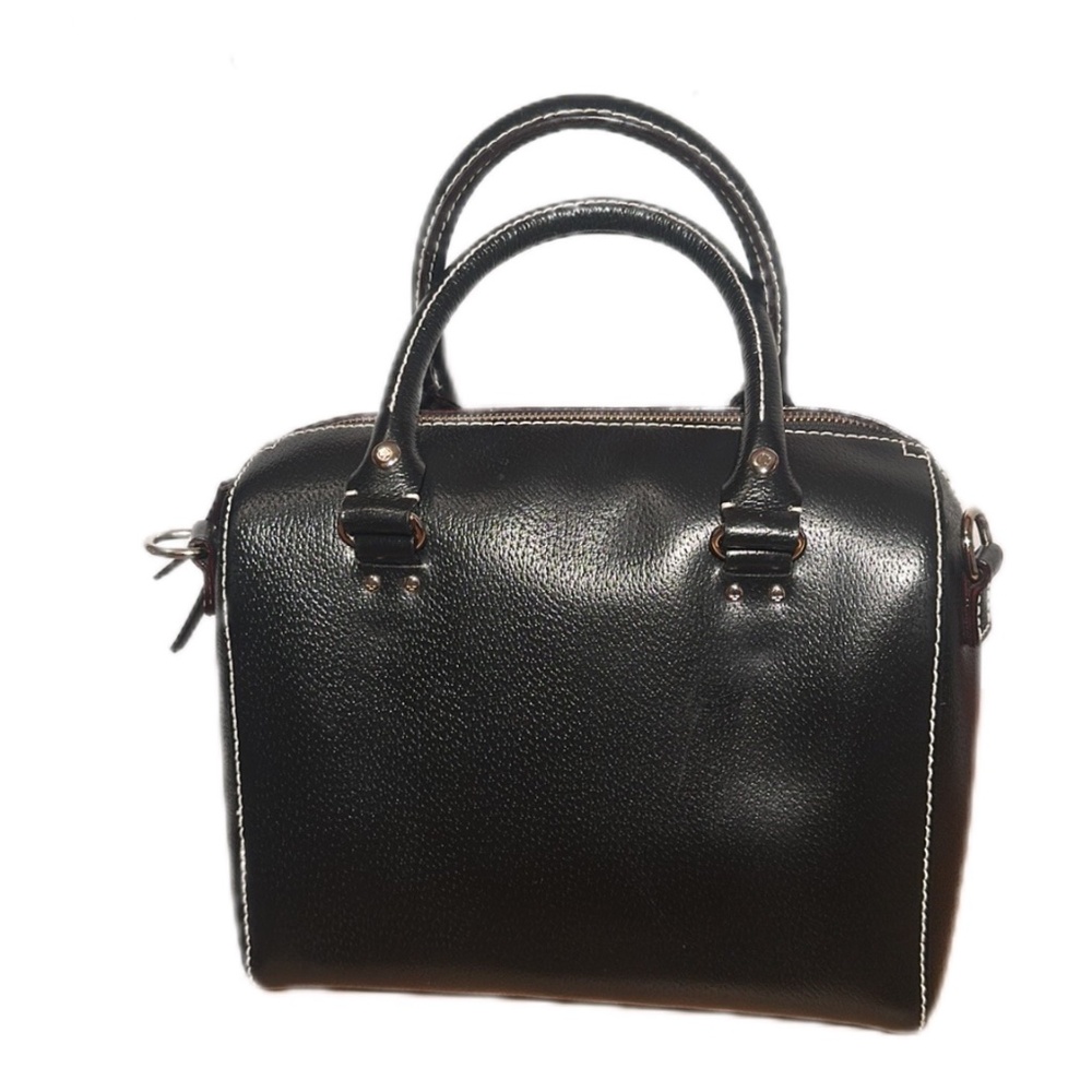 Kate Spade Black Leather Crossbody Satchel Tote Bag Adjustable Strap - Picture 6 of 15